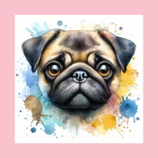 Pug Dog Watercolour T-Shirt