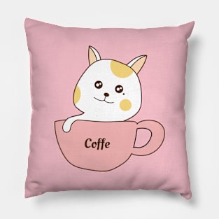 coffe cat cartoon Pillow