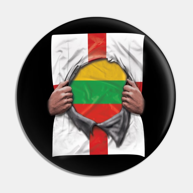 Lithuania Flag English Flag Ripped - Gift for Lithuanian From Lithuania Pin by Country Flags