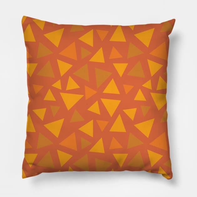 Grass Pattern - Red Autumnal Triangles Pillow by DCLawrenceUK