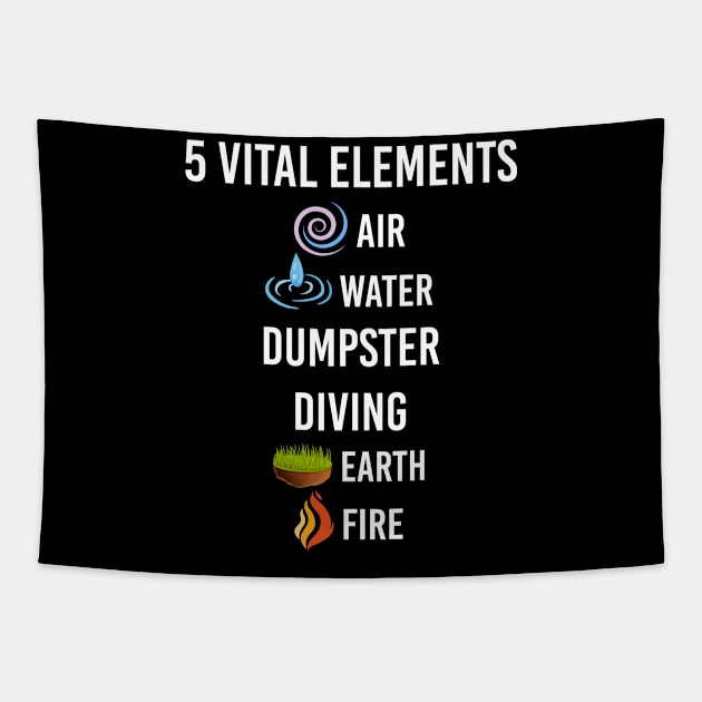 5 Elements Dumpster diving Tapestry by Happy Life