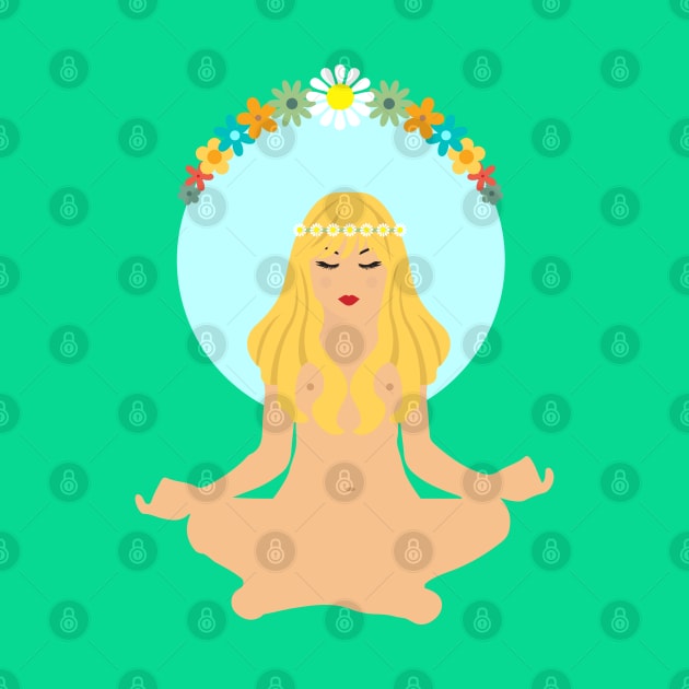 Boho Hippie Girl Meditating by HotHibiscus