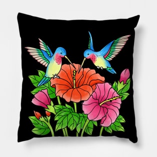 Hummingbird Couple Flowers Women Girls Hummingbirds Pillow