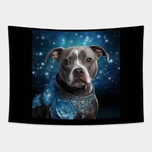 Blue Staffy Princess Tapestry