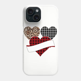 Women's Striped Plaid Printed Heart Valentine's Day Phone Case