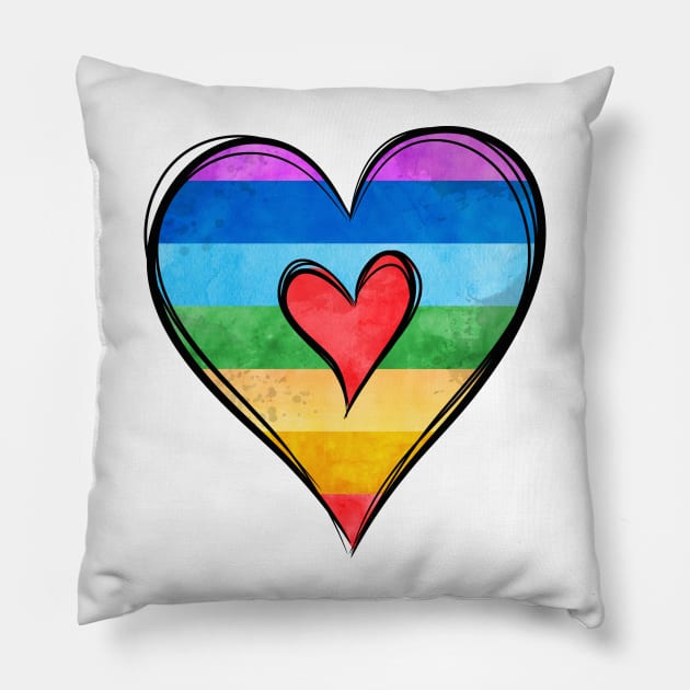 Pride Heart Pillow by lunamoonart