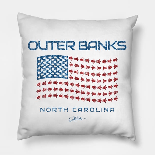 Outer Banks, North Carolina, Sea Turtle Flag Pillow by jcombs