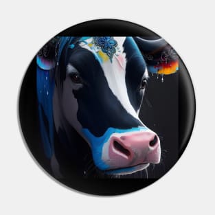 Black Blue And White Cow Pin