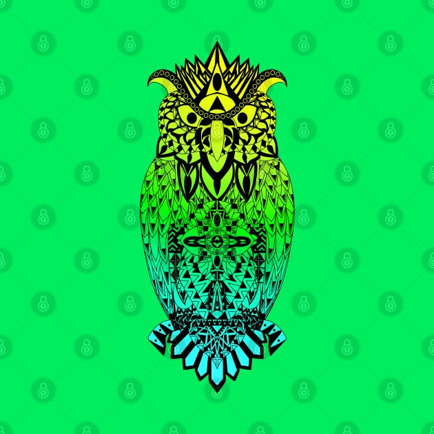 mexican owl in wise pattern ecopop by jorge_lebeau