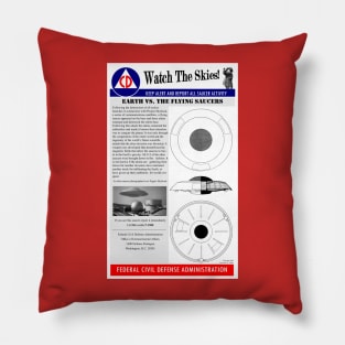 Civil Defense Poster - Earth vs the Flying Saucers Pillow