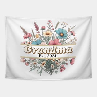 Grandma, Est 2024, floral design for new grandmas Tapestry