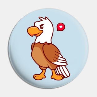 Cute Eagle Bird Standing Cartoon Pin