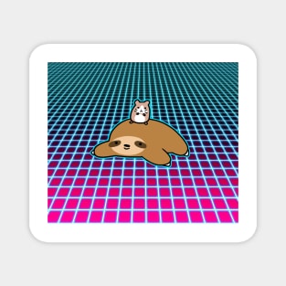 Hamster and Sloth Vaporwave Magnet