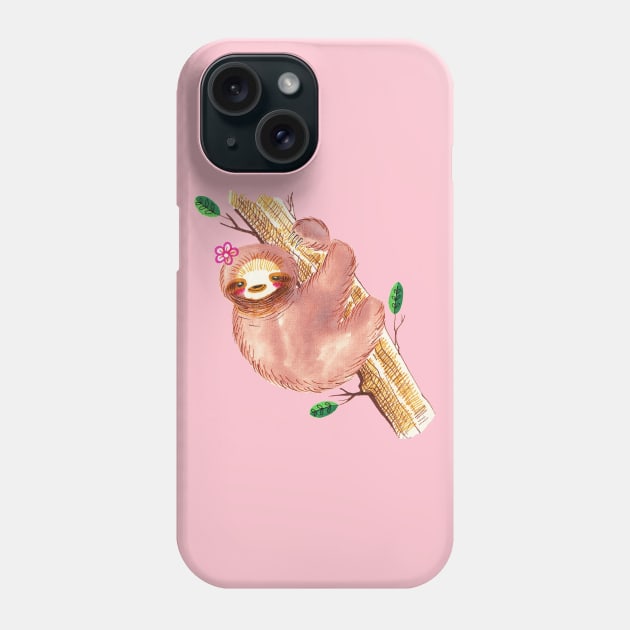 Cute Watercolor Sloth Phone Case by saradaboru