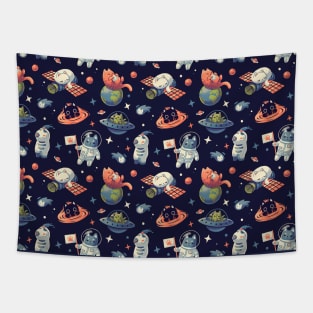 Cats in Space Pattern // Universe, Kittens, Feline Tapestry