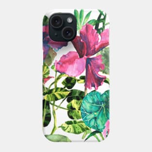 Watercolor tropical leaves and plant Phone Case