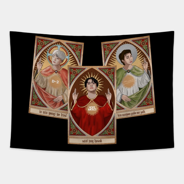 BTS Yoongi Hobi Namjoon Holy Trinity Tapestry by kkotstore