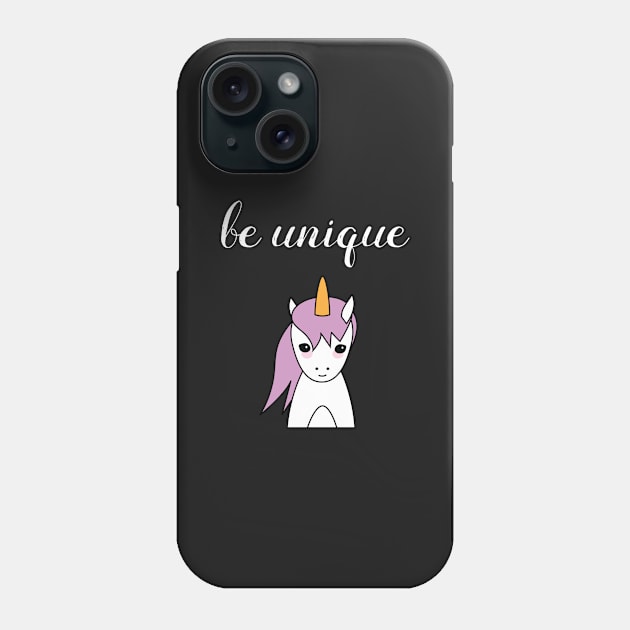 Be Unique Unicorn Phone Case by Mint Cloud Art Studio