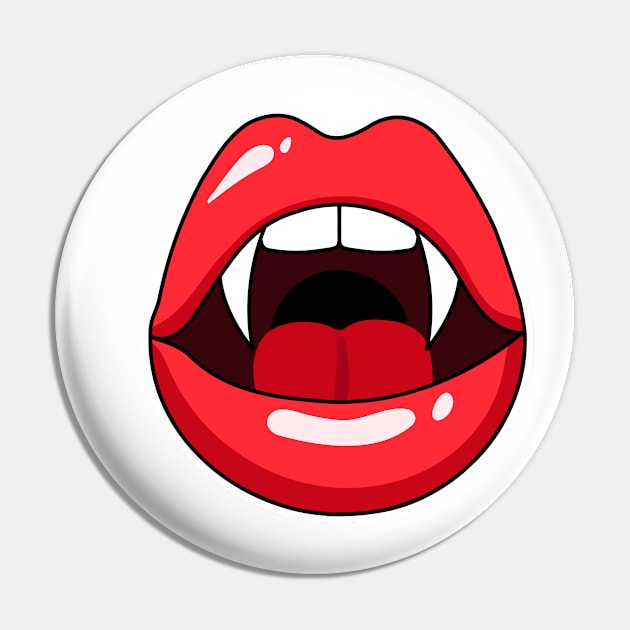 Womans mouth with red lipstick and vampire teeth Pin by keeplooping