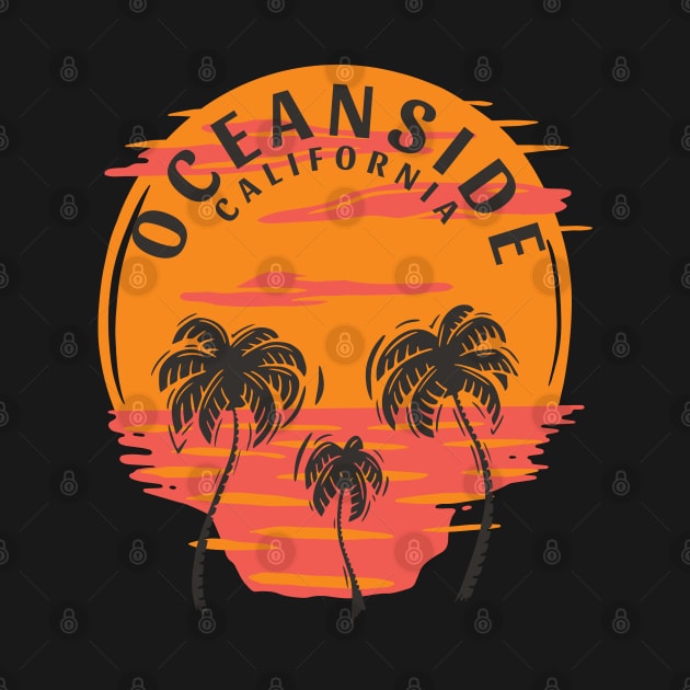 Oceanside California Skull Sunset and Palm Trees by Eureka Shirts