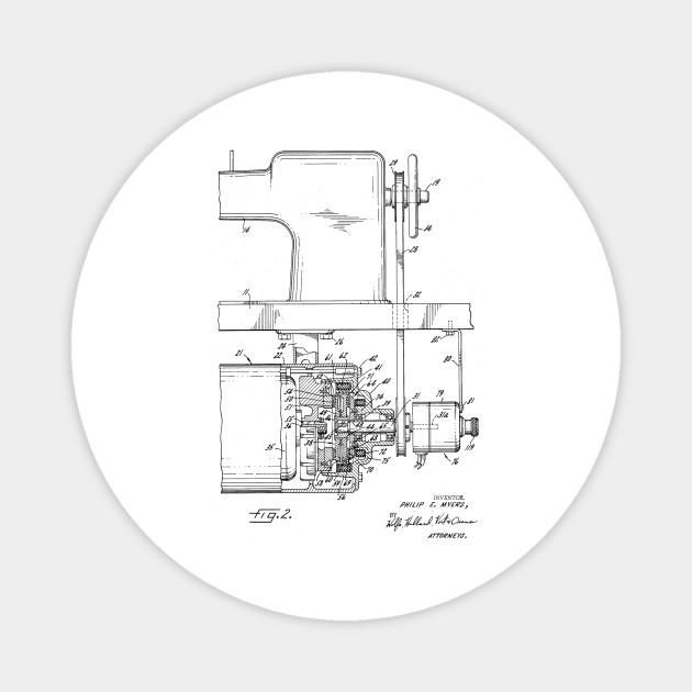 Sewing Machine Power Transmission System Vintage Patent Hand Drawing
