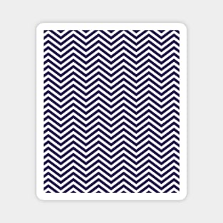 Simple Navy Blue and White Chevron Pattern Magnet