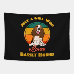 Just A Girl Who Loves Basset Hound Dog puppy Lover Cute Sunser Retro Tapestry