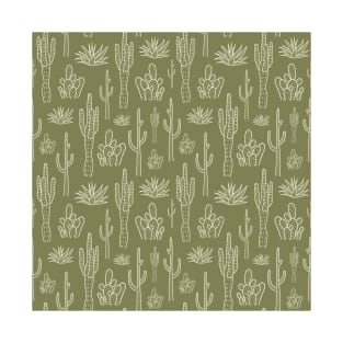 Boho Desert Western Cactus Pattern Olive T-Shirt