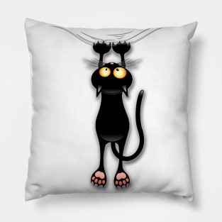 Fun Black Cat Falling Down Pillow