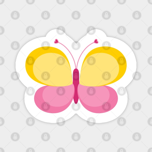 Cute Yellow and Pink Butterfly Magnet by RageRabbit