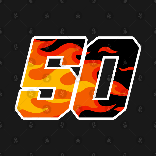 On Fire Racing Number 50 by Kev Brett Designs