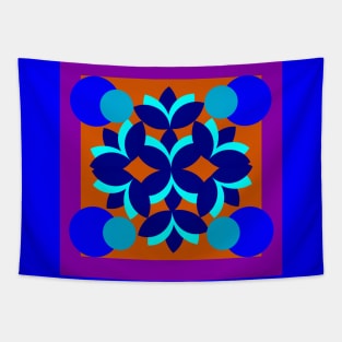 Blue geometric flower Tapestry