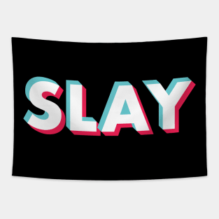 Slay Glitch White Tapestry