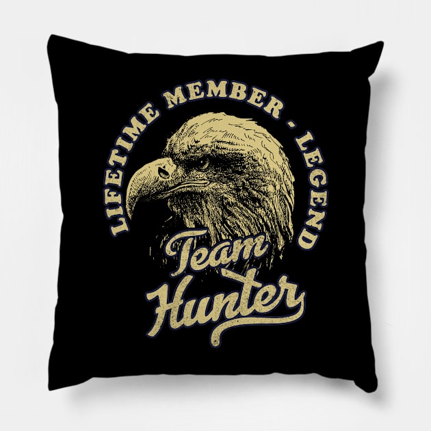 Hunter Name - Lifetime Member Legend - Eagle Pillow by Stacy Peters Art