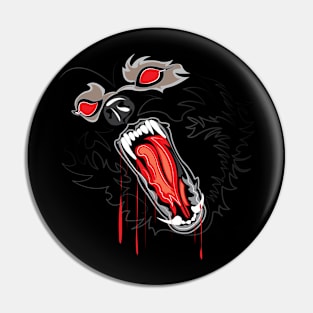 Dark Wolf Art Horror Roar Pin