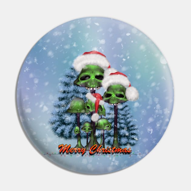 Merry christmas, funny mushroom skull with christmas hat Pin by Nicky2342