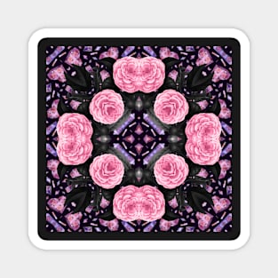 Crystal Hearts and Flowers Valentines Kaleidoscope pattern (Seamless) 13 Magnet