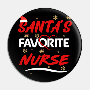 Funny Santa's Favorite Nurse Christmas Pin