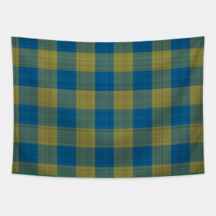 Blue / Yellow / Green "Fabric" check pattern Tapestry