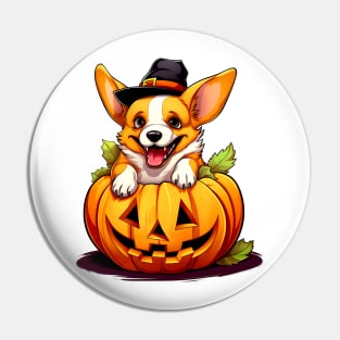 Pembroke Welsh Corgi Dog inside Pumpkin #2 Pin