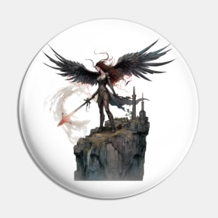 Wings of Destiny: Majestic Dark Angel of Fire Pin