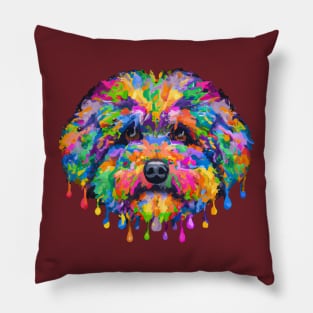 Fluffy Bolognese Dog Color Melt Design Pillow