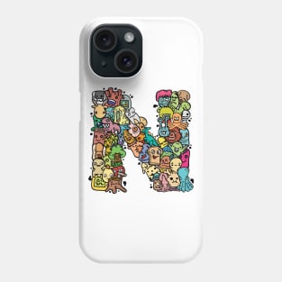 Alphabet Monster Doodle Letter N Monogram Phone Case