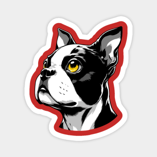 Stunning and Cool Boston Terrier Monochrome and Gold Portrait for Father's Day Magnet