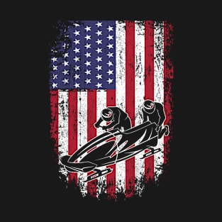 Bobsled American Flag Patriot Graphic USA Patriotic Bobsledder T-Shirt