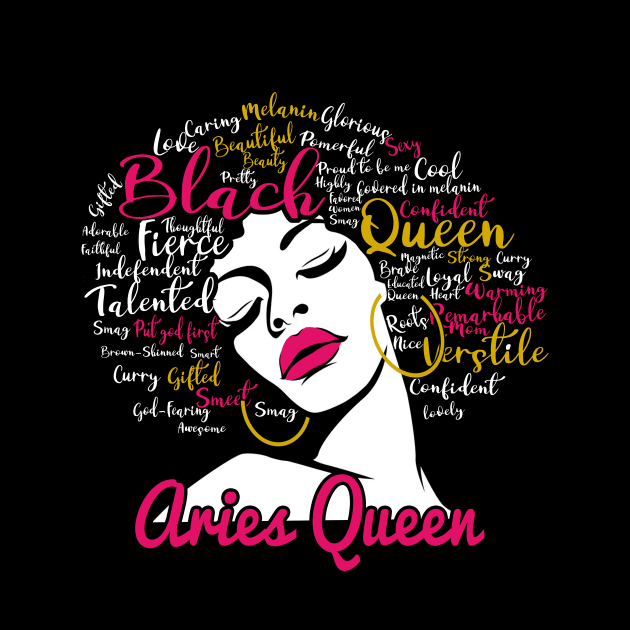 Aries Queen Funny Birthday Gift for Black Women Girl by easleyzzi