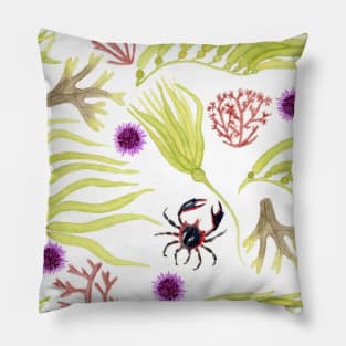 Watercolor Seaweed and Kelp Pattern Pillow