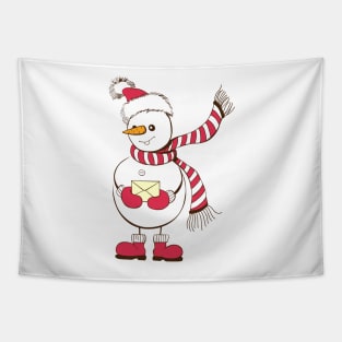 Snowman with envelope Tapestry