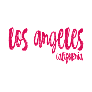 Los Angeles California - CA State Paint Brush Retro Red/Pink College Typography T-Shirt