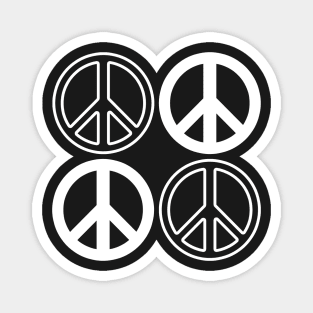 Dusky Blue and White Peace Signs Pattern Magnet